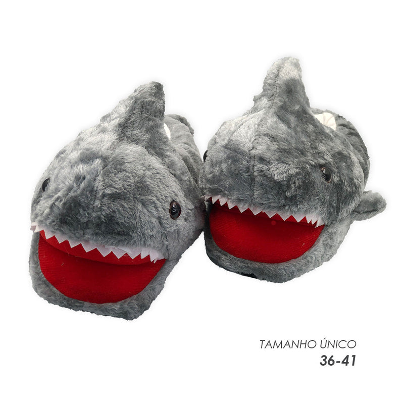 Pantufa Tubarão Baby Shark Cinza Tam. Único 36-41